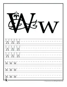 Letter W Tracing Worksheets Preschool