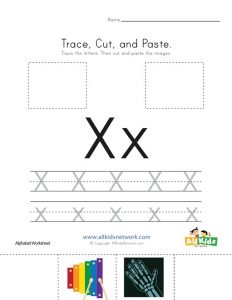 Letter X Cut and Paste Worksheet