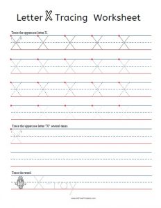 Letter X Tracing Worksheets