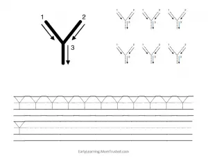 Letter Y Handwriting Worksheets