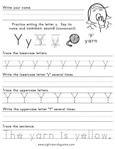 Letter Y Worksheets