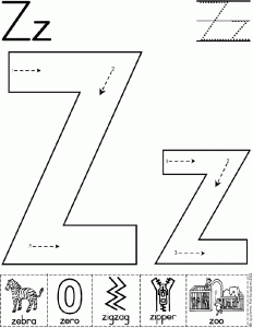 Letter Z Cut and Paste Worksheets