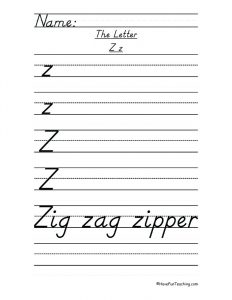 Letter Z Handwriting Worksheets