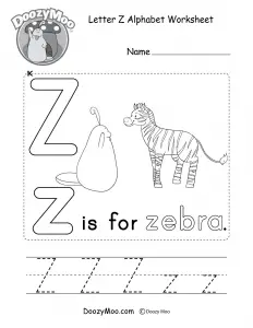 Letter Z Sound Worksheets