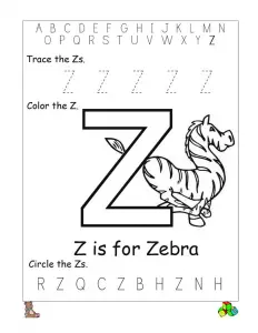 Letter Z Worksheets For Pre K