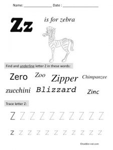 Letter Z Worksheets for Preschool