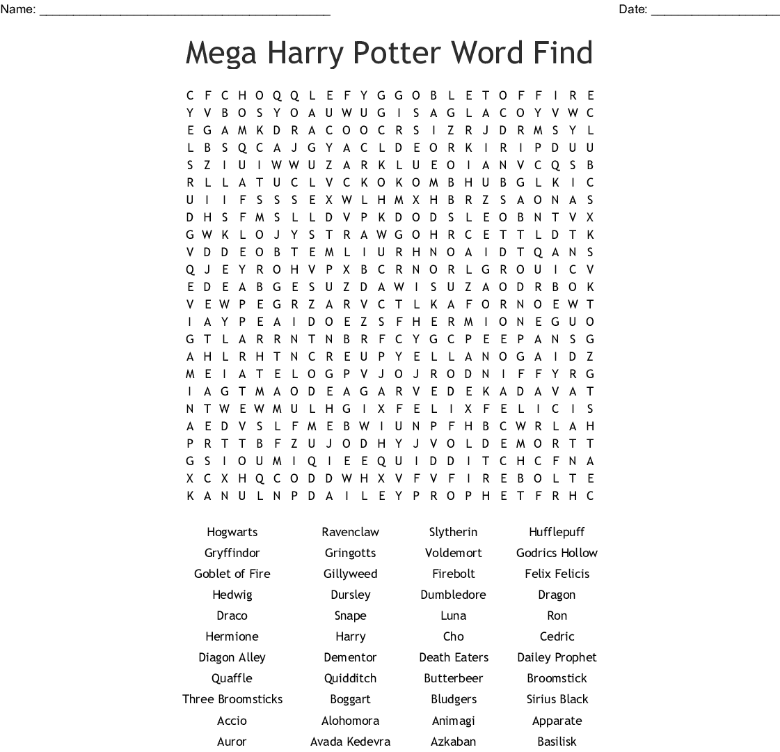 14 Magical Harry Potter Things Word Search Printables Kitty Baby Love