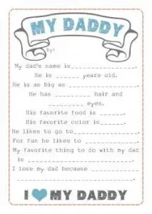My Dad Happy Father's Day Questionnaire