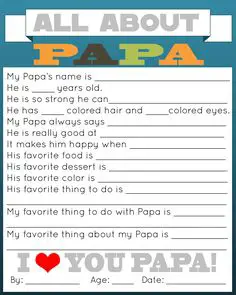 Papa Questionnaire for Father's Day