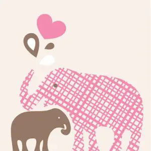 Pink and Brown Elephant Shower Invitations