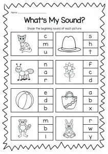Preschool Printable Beginning Sounds Worksheets