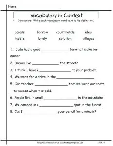 Using Context Clues to Determine Word Meaning Worksheets