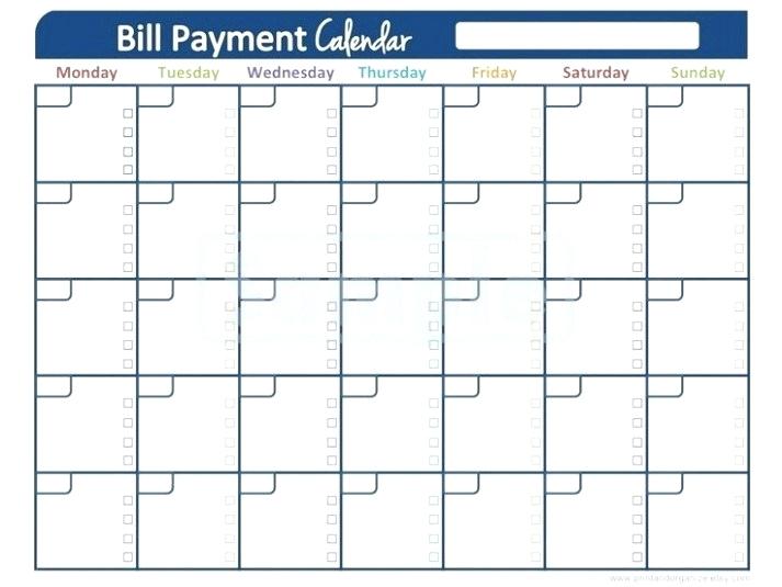 Bill Calendar Printable