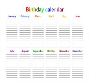 Birthday Calendar