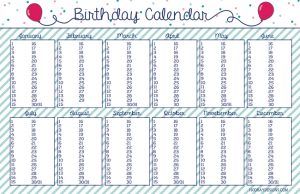 Birthday Calendar Template