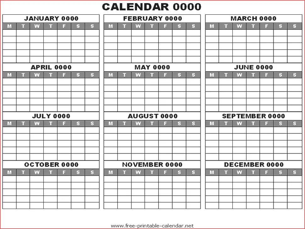 32 Helpful Blank Monthly Calendars Kitty Baby Love