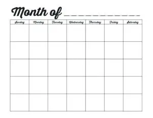 Blank Calendar Month May