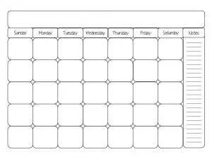 Blank Generic Monthly Calendar No Dates