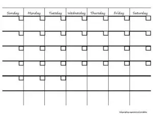 Blank Monthly Calendar Template Portrait