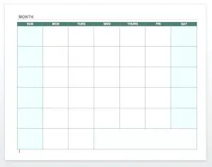 Blank One 1 Month Calendar Template for Teachers