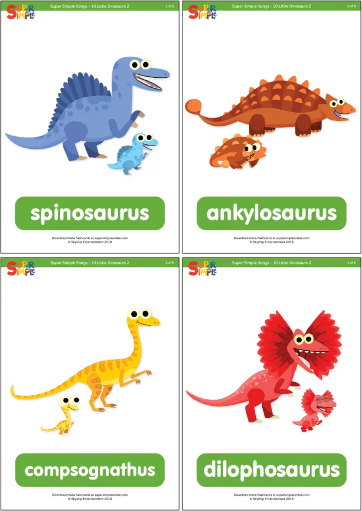 11 Fab Dinosaur Flash Cards Kitty Baby Love