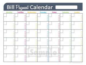 Free Bill Reminder Calendar﻿