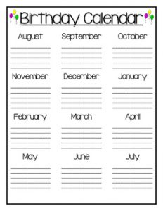 Free Birthday Calendar