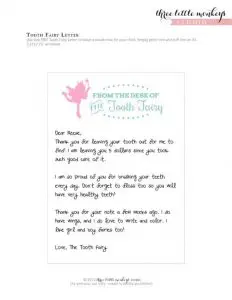 Free Printable Tooth Fairy Letters