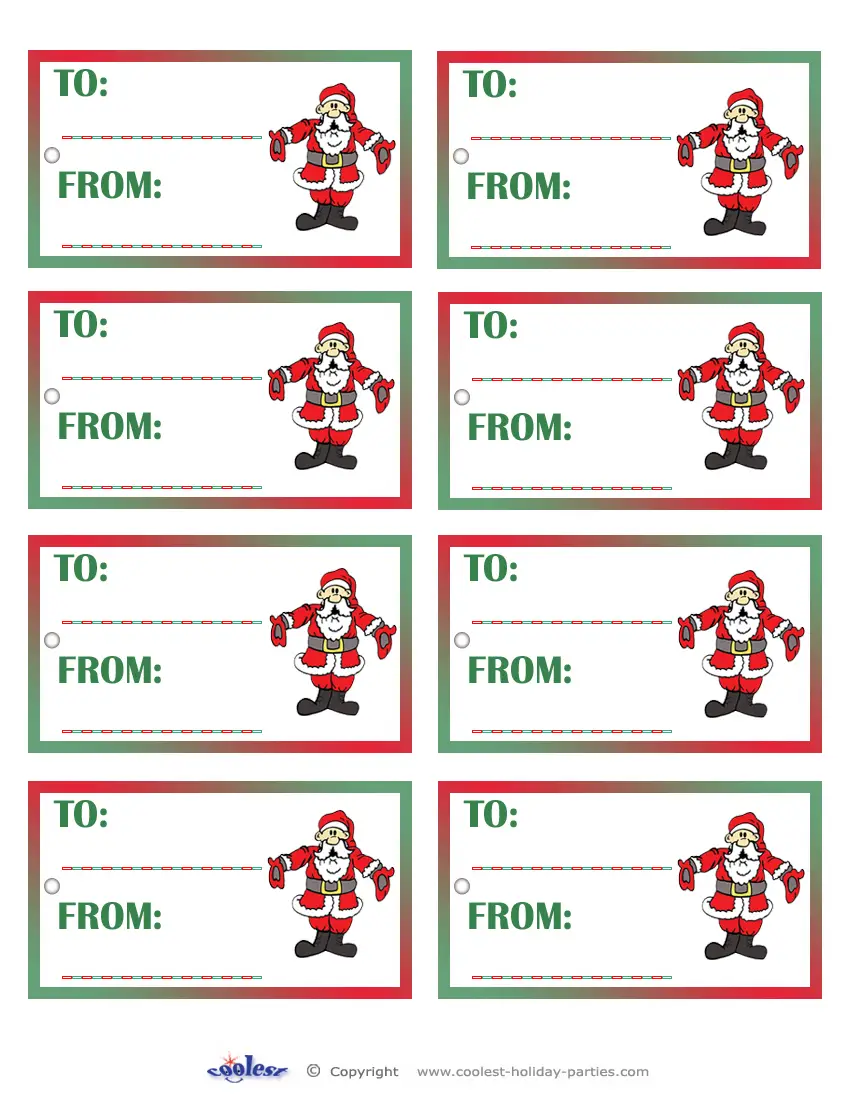 Template Secret Santa Gift Tags Free Printable