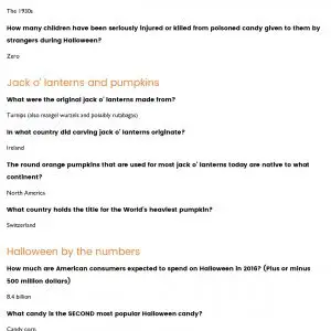 Halloween Trivia Questions and Answers Free Printable