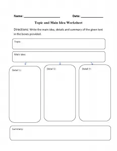 Main Idea Worksheet 1st Grade