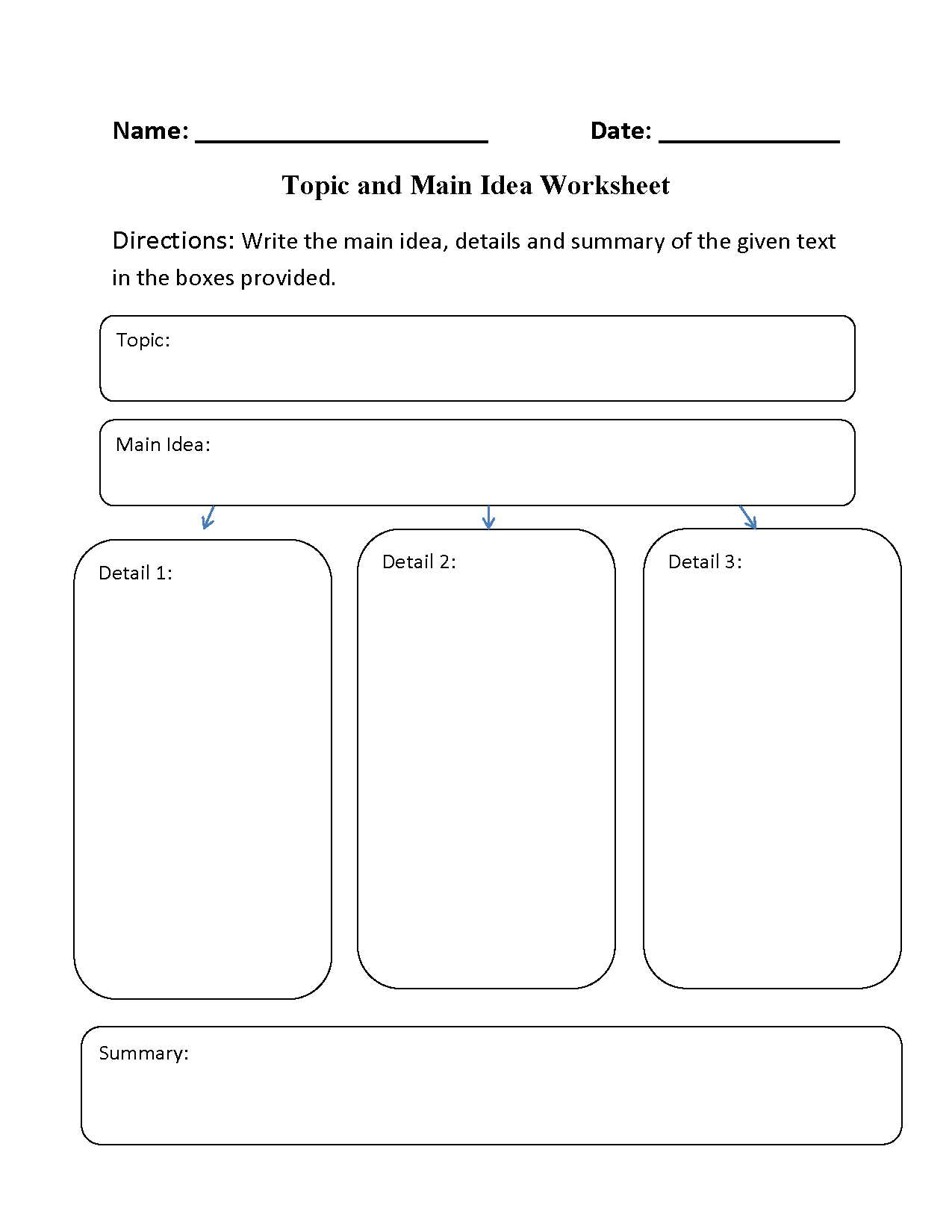 Free Printable Main Idea Worksheets