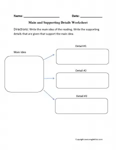 Main Idea and Supporting Details Worksheets