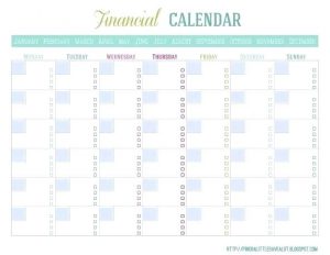 Printable Bill Calendar