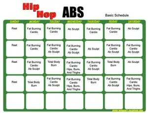 Printable Hip Hop Abs Workout Calendar