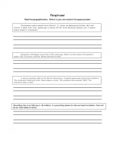 Summary And Main Idea Worksheet 1