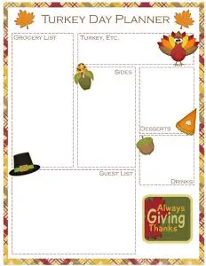 Thanksgiving Day Meal Planner