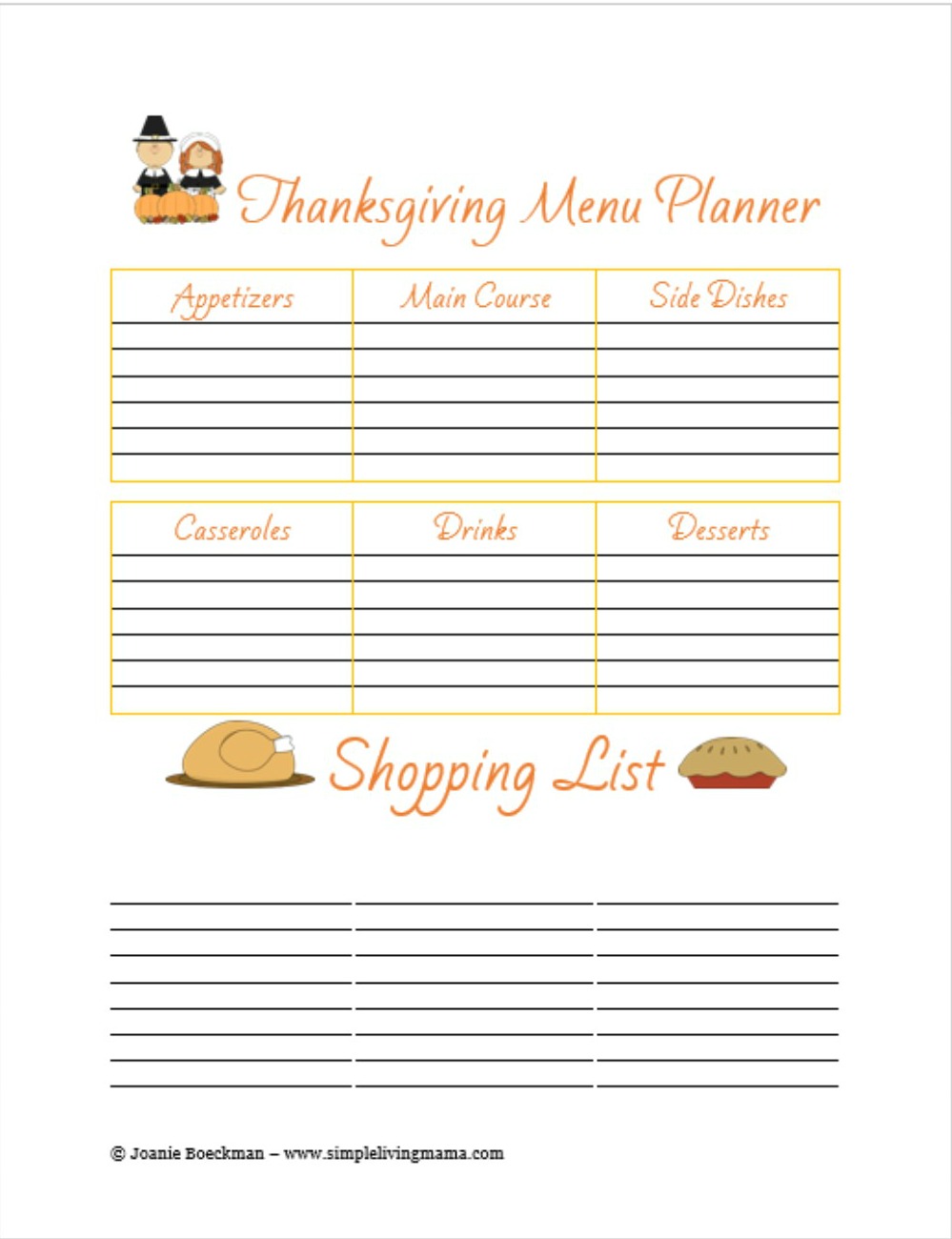 thanksgiving meal planner