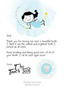Tooth Fairy Last Baby Tooth Letter