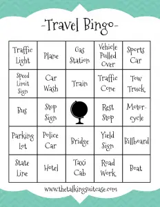 Travel Bingo Games for Car