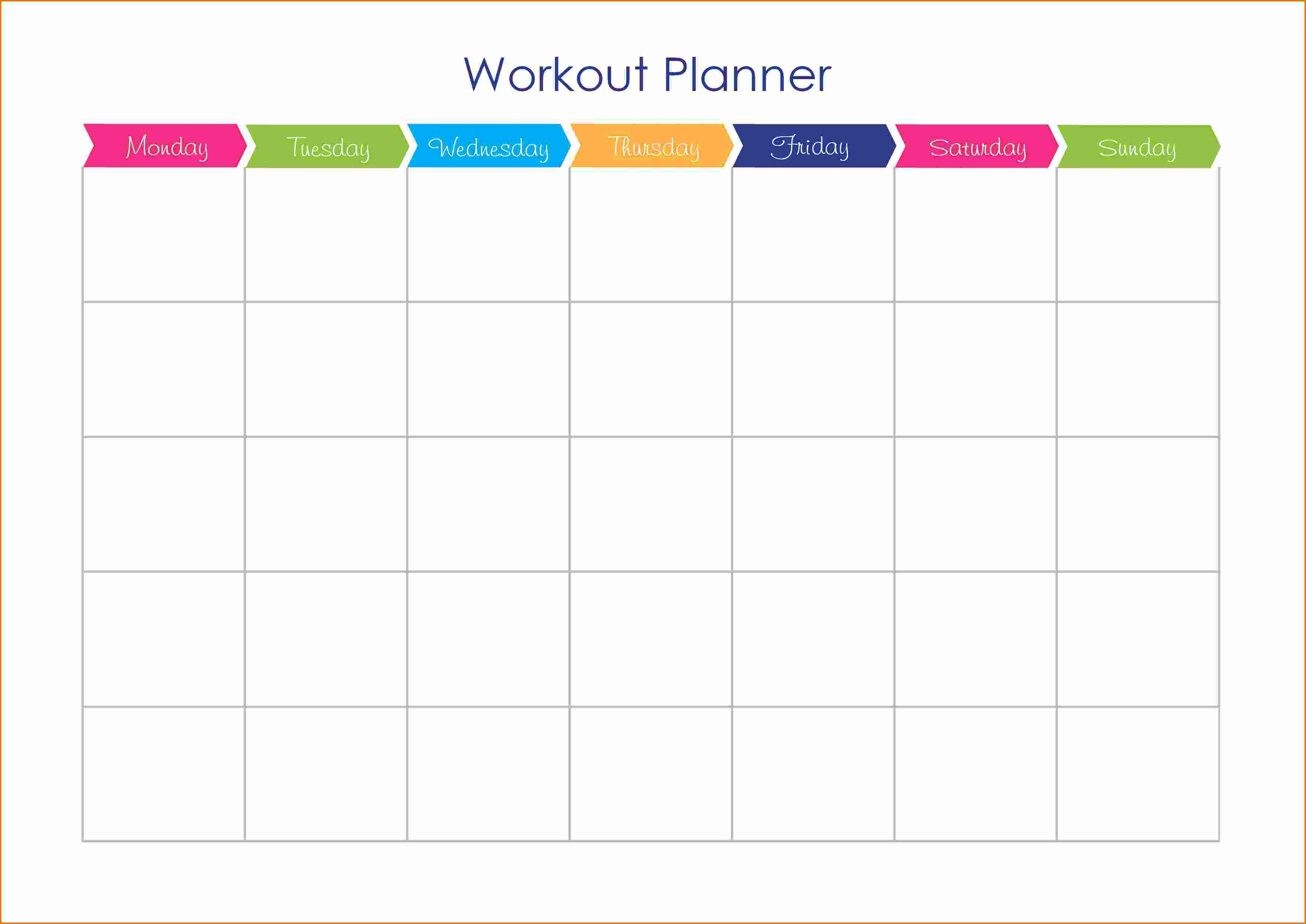 Goal Chart Workout Coloring Calendar Printable