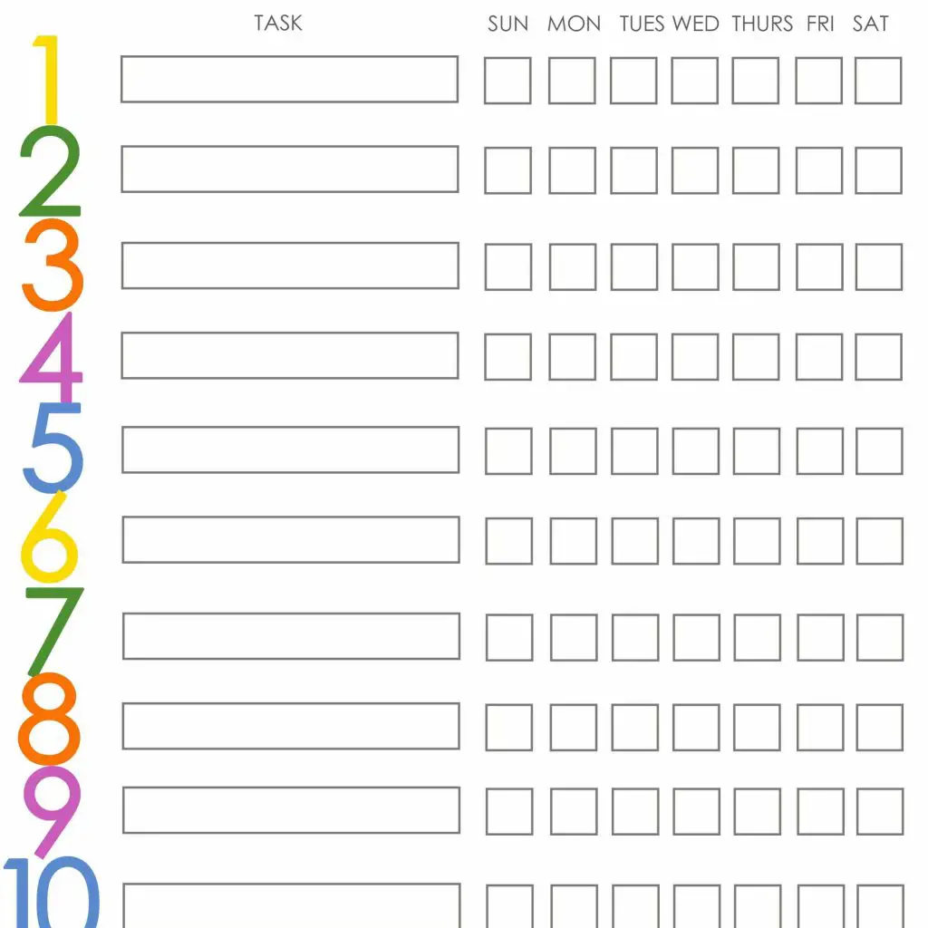 2 Year Old Chore Chart Printable