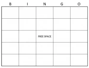 Blank Bingo Sheet