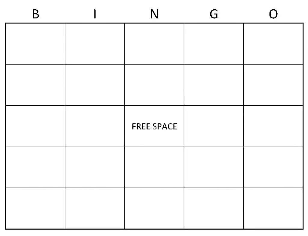 blank bingo sheet printable