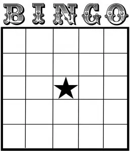 Blank Bingo Template 5X5