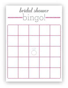 Blank Bridal Shower Bingo Cards