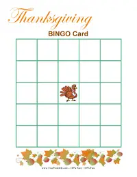 Blank Thanksgiving Bingo Cards