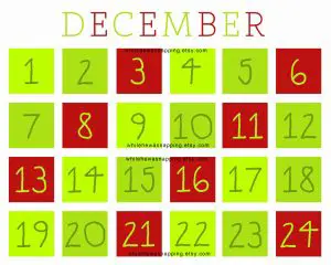 Countdown Calendar to Christmas Printable