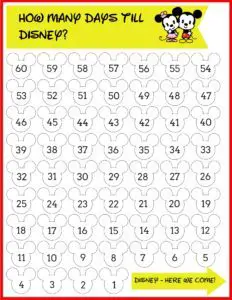 Countdown to Disney Vacation Calendar