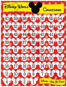Disney Holiday Countdown Calendar Printable